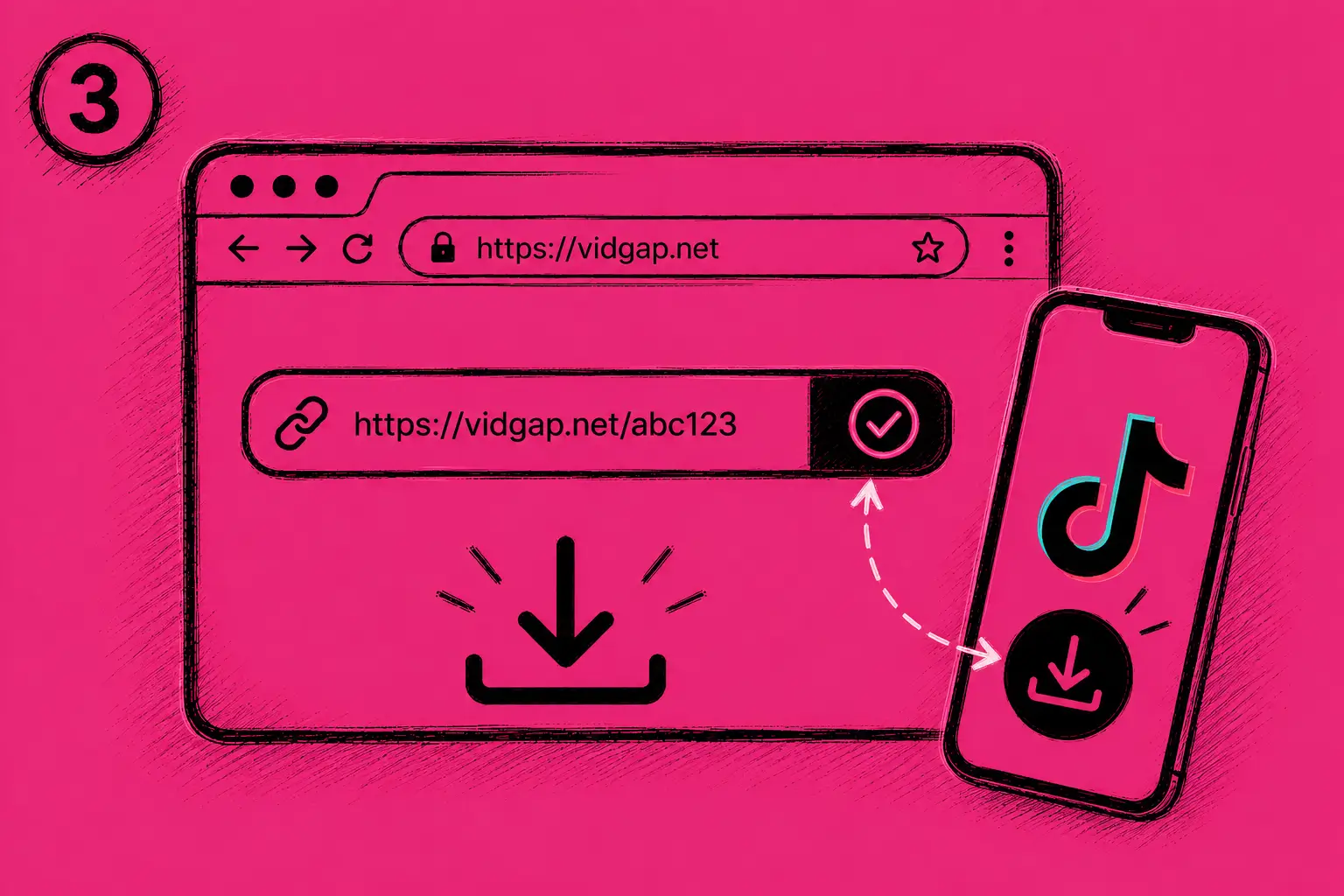 Three steps to download a TikTok video with VidGap